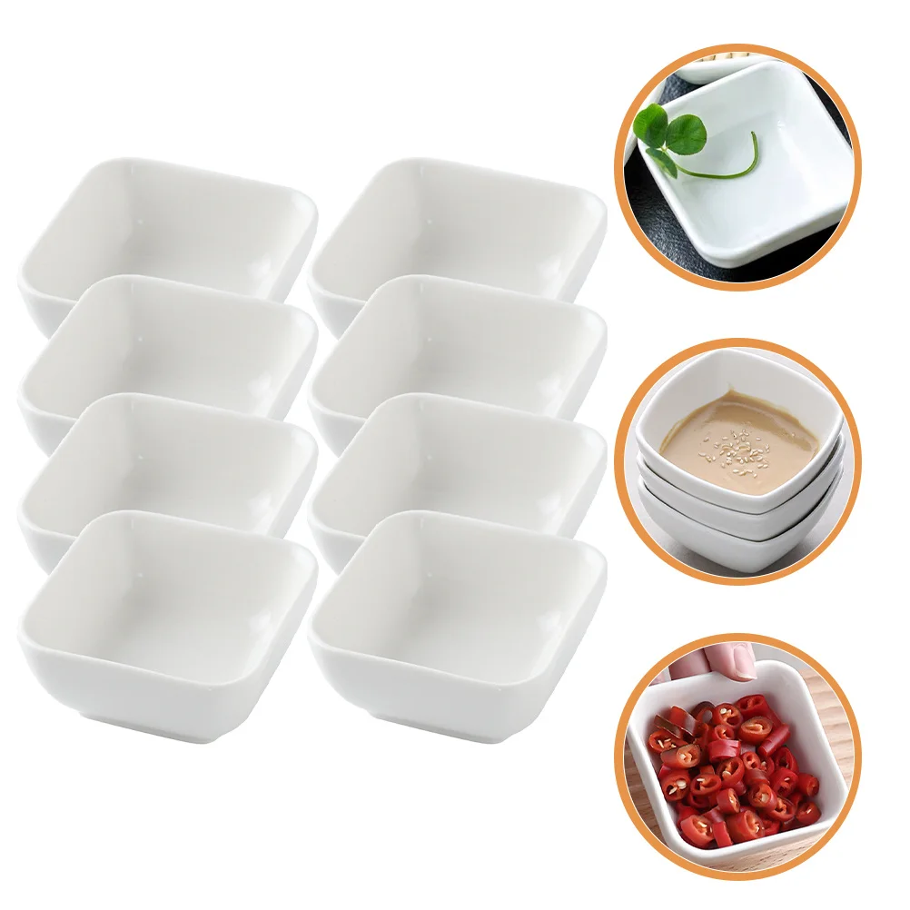 

8Pcs Small Dipping Bowls Ceramic Condiment Dish Set for Sauces Vinegar Soy Sauce Ketchup Mustard Seasoning Plate Kitchen Dining