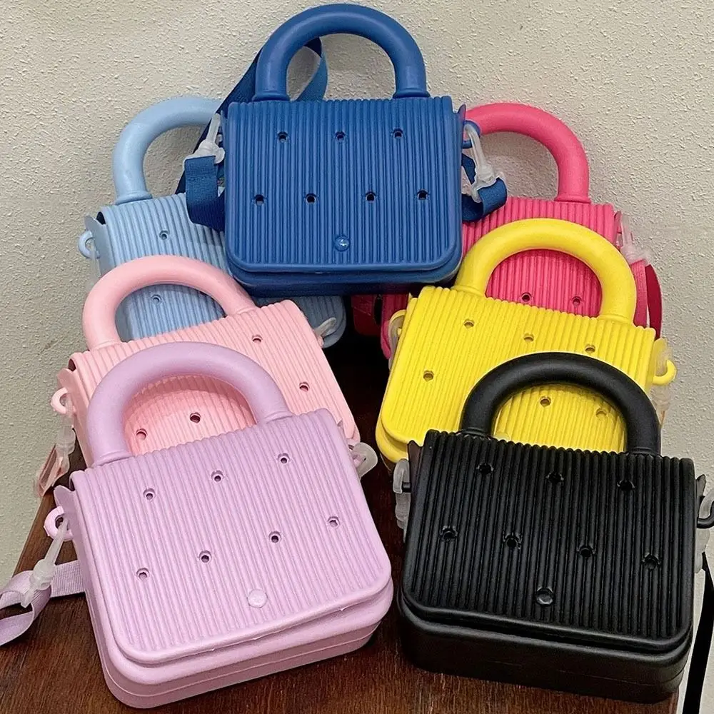 

Anti-slip Waterproof Beach Bag Adjustable straps Top Handle EVA Handbags With Hole Easy to Clean DIY Small Shoulder Bag Beach