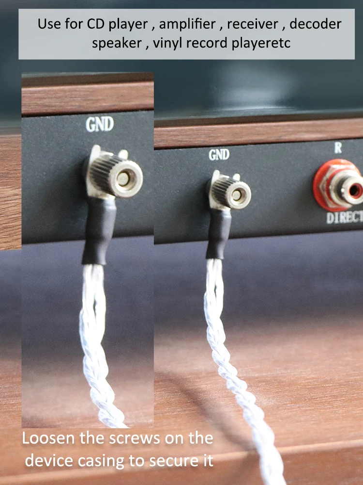 Kabel audiofilski 3AG do gramofonu, przewód uziemiający LP, 5N posrebrzany, 3-żyłowy, do ramienia gramofonowego, wzmacniacza audio, z konektorem Y platerowanym rodem. — zdjęcie produktu 7