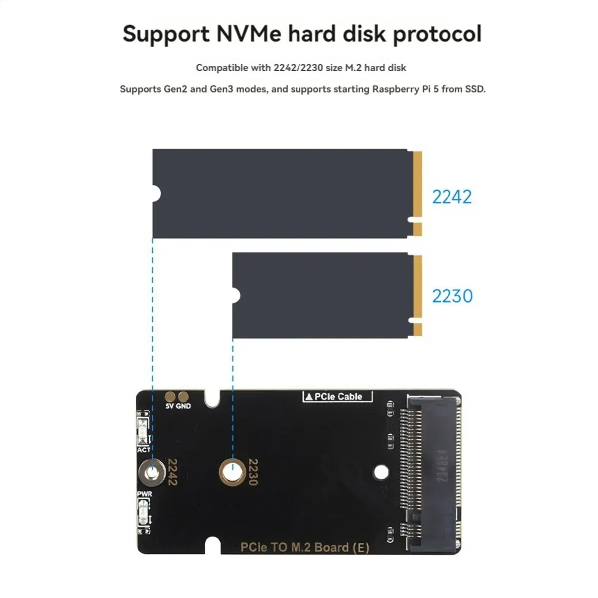 2026 جديد + ل 5 PCle إلى M.2 لوح مهايئ مع منفاخ + بالوعة الحرارة Gen3 M.2 NVMe لوح تمديد لـ 2230 2242 NVMe SSD