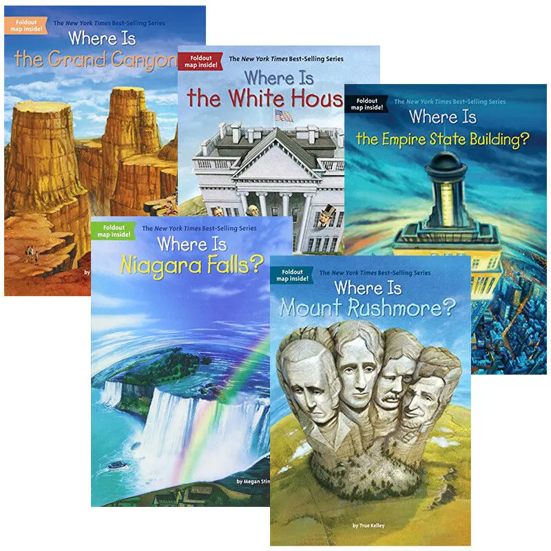 

where is a series of American attractions themed set of 5 English popular science books for children aged 8-12 books for kids