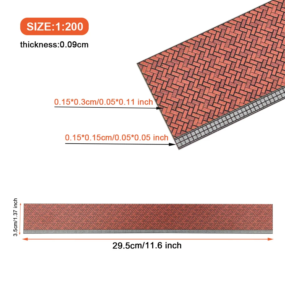 1/200-1/75 Miniature ABS Brick Floor/Road for Micro Landscape/Dollhouse/Garden Decor/Railway Layout/Dioramas Accessories 1pc
