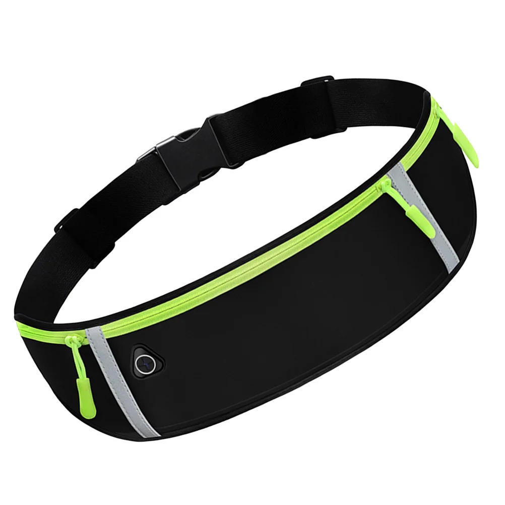 حزمة خصر مقاومة للماء مقاس 7 بوصات وحامل هاتف ذو سعة كبيرة وسحاب ناعم وشرائط عاكسة 360 درجة للياقة البدنية الرياضية باللون الأسود #4