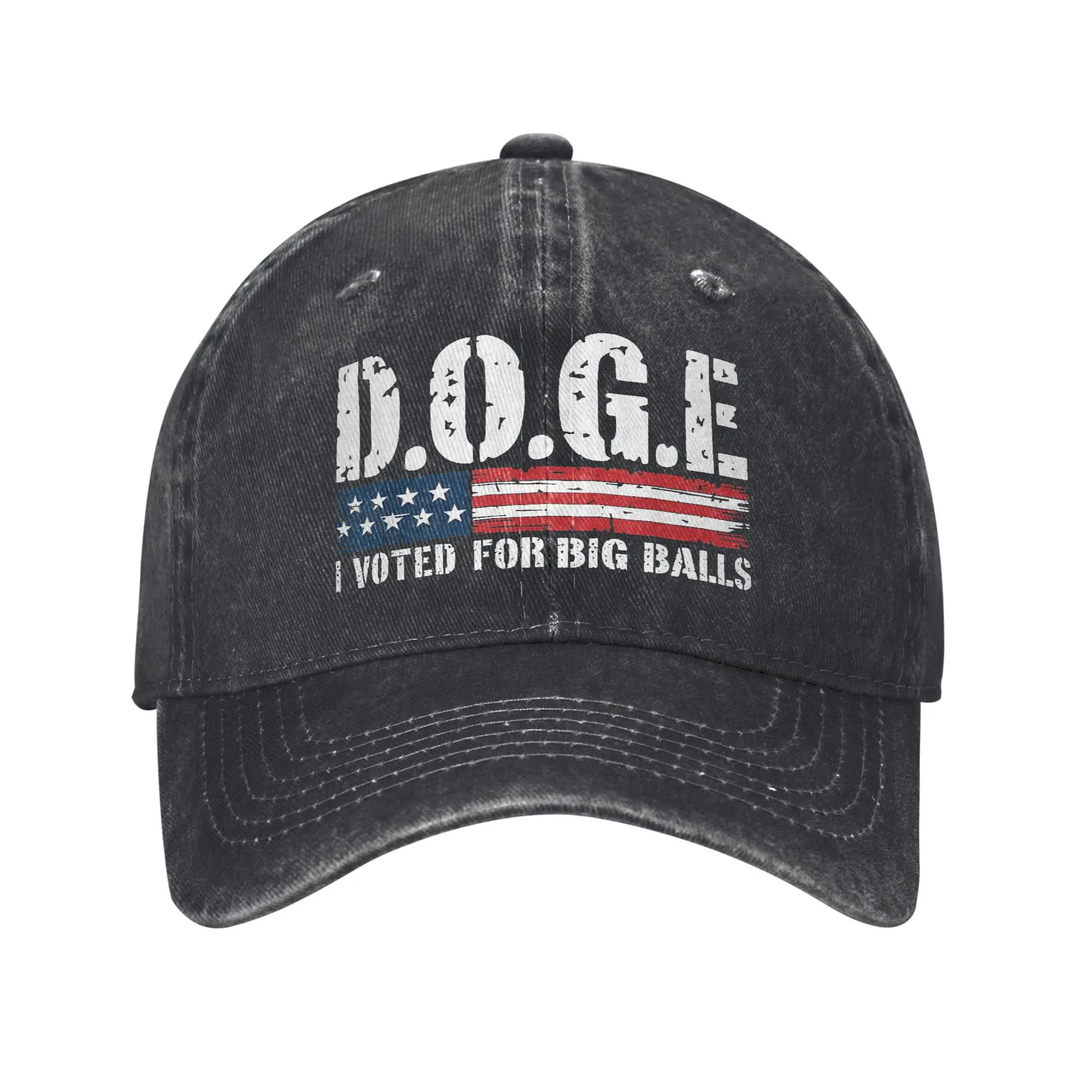 I Voted for Big Balls DOGE D.O.G.E. Men Women Baseball Caps Government Efficiency Distressed Washed Hat Vintage Outdoor Headwear
