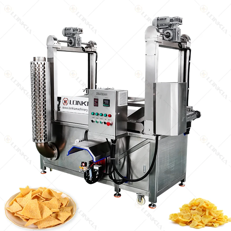 LONKIA Onion Flakes Frying Machine Snack Frying Equipment Electric Gas Heating Automatic Continuous Conveyor Fryer