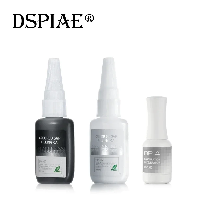 DSPIAE BP-01/BP-02 Colored Gap Filling CA Black/White Liquid Putty BP-A Coagulation Accelerator Seamless Filling Model Glue Tool