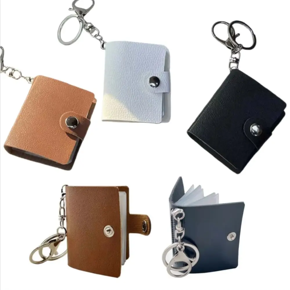 PVC 2 Inch Mini Photo Album Backpack Keyring DIY Wallet Photo Album Keychain Vintage Pendant Photo Card Holder Photos Cards