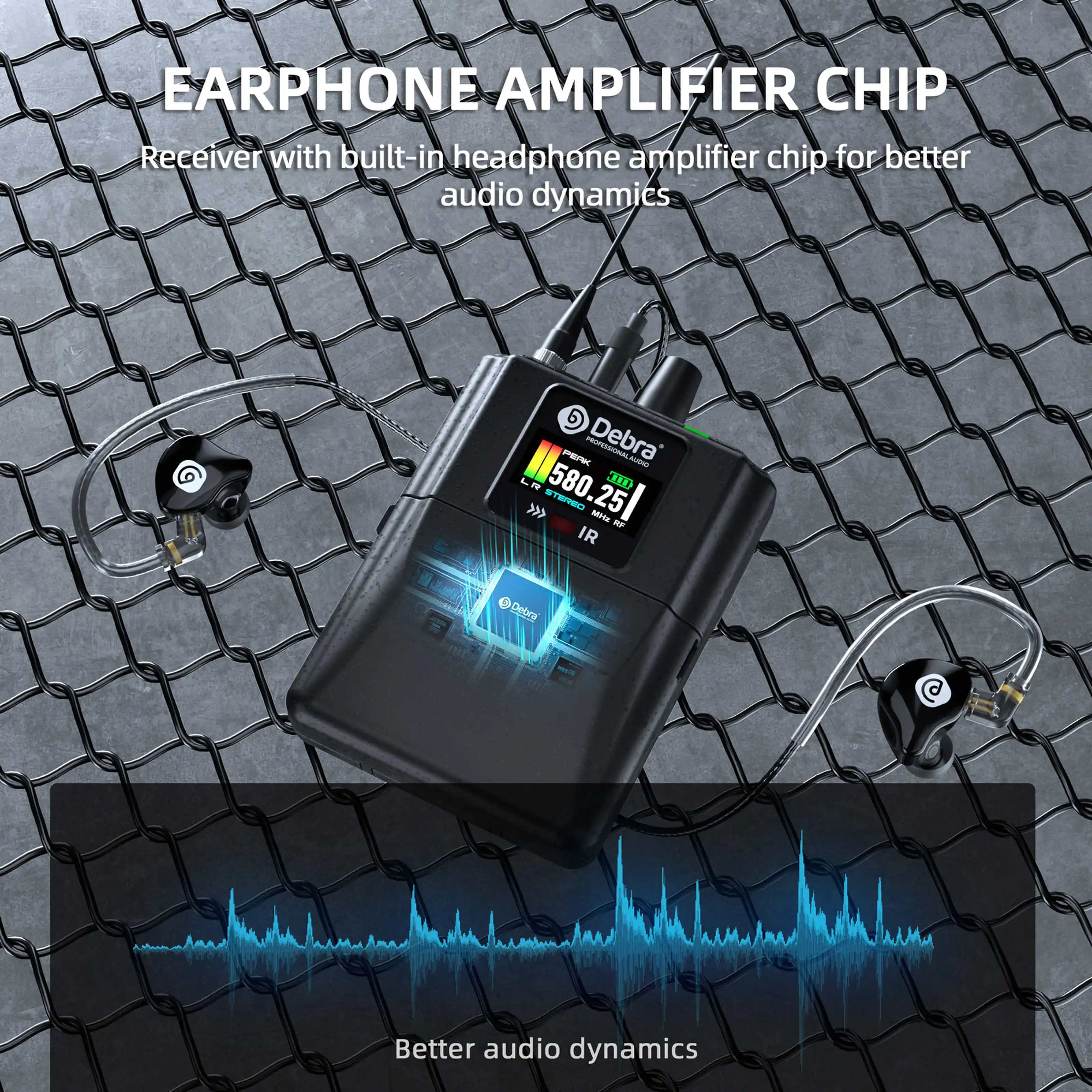 نظام الصوت اللاسلكي Debra M-PROI 560-690 ميجا هرتز بلوتوث 24 بت/44.1 كيلو هرتز 7 مللي ثانية نطاق تأخير 80 متر للاستوديو/الأداء المباشر