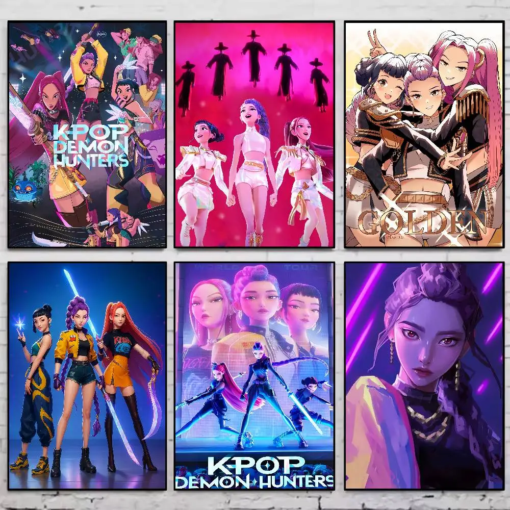 

New K-pop D-Demon Hunters Anime Poster Gallery Prints Self Adhesive Home Decor Decoration Wall Decals Living Room Sticker