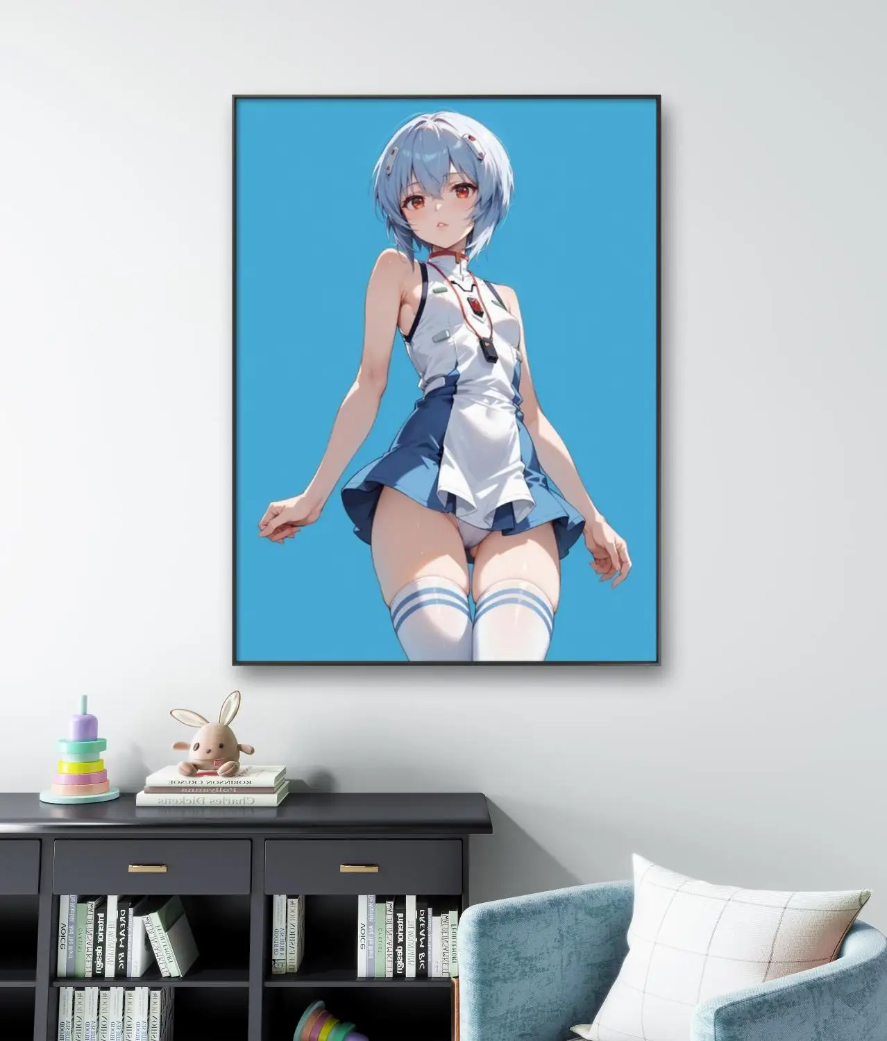 LunaArt انمي ياباني فتاة قماش اللوحة المشارك ديكور المنزل جدار الفن الهدايا مروحة الرسوم التوضيحية الفنية #2