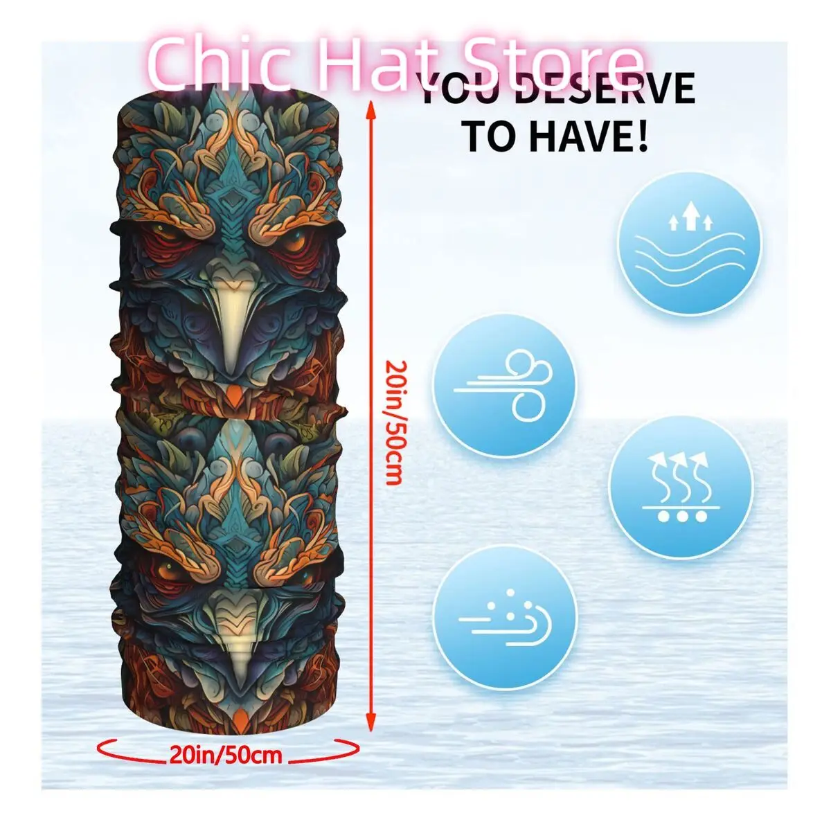 Indian Feathers Scarf Neckerchief Neck Face Mask Polyester