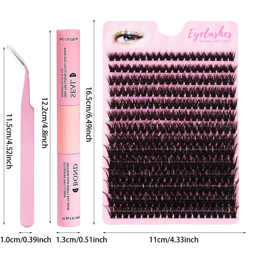 لتقوم بها بنفسك طقم تمديد الرموش 280 قطعة رموش فردية العنقودية 80D 8-16 مللي متر مزيج مجموعات الرموش السندات والختم وقضيب الرموش