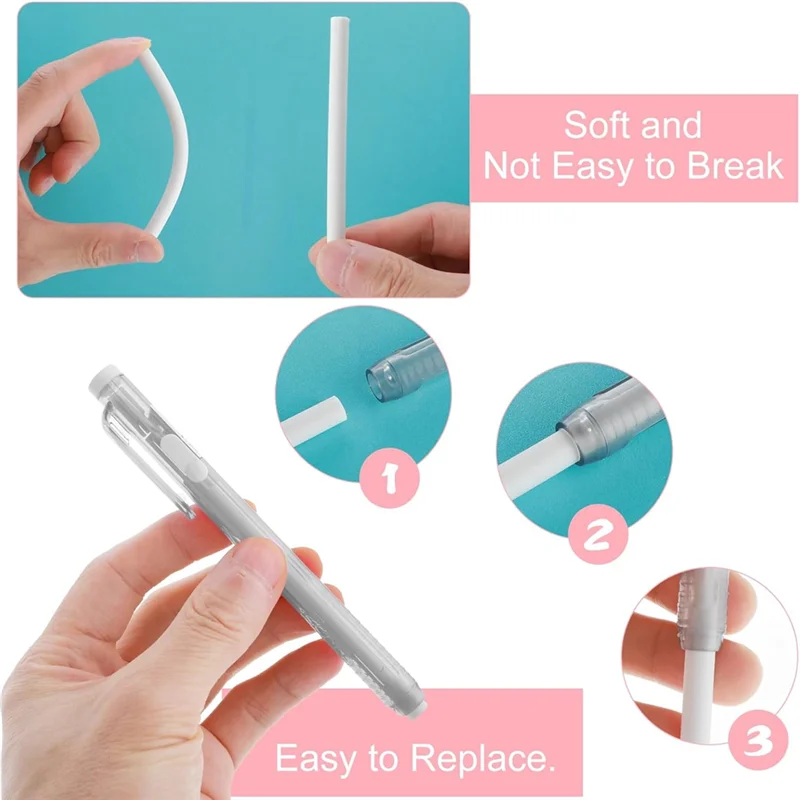 QWE-12 Pack Retractable Mechanical Eraser Pens, 2 Pen Erasers With 10 Replacement Eraser Refills For School Home Office
