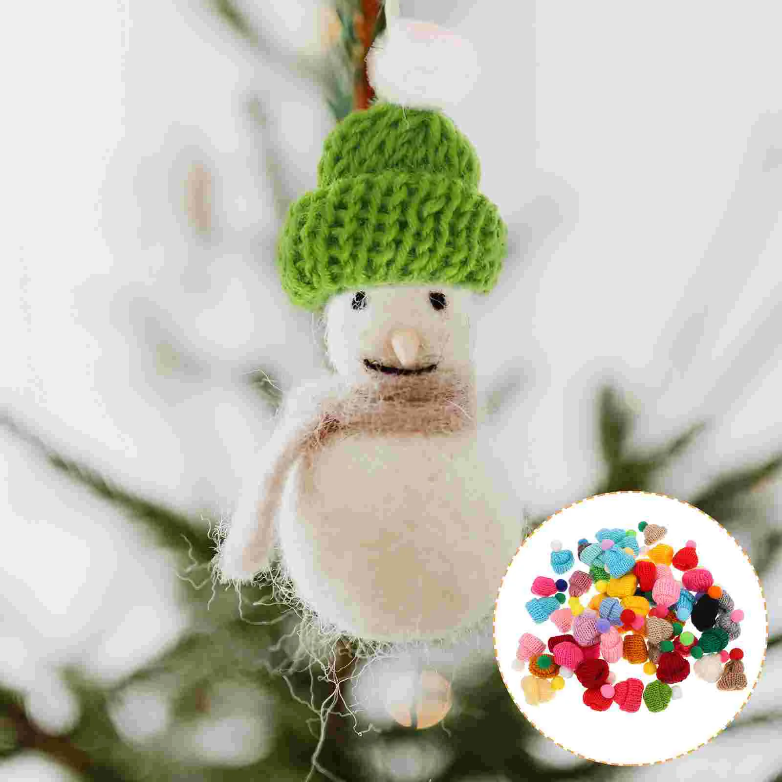 55pcs DIY Mini Hats Decorations Knitting Hat Toys Handmade Craft Supplies for Kids Girls (Mixed Color)