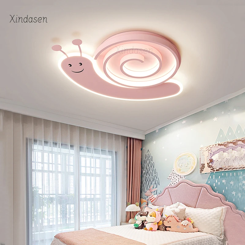 

Kawaii улитка светодиодные потолочные светильники для детской комнаты для мальчиков и девочек, люстра для спальни, мультяшное животное, милый розовый декор, детский потолочный светильник