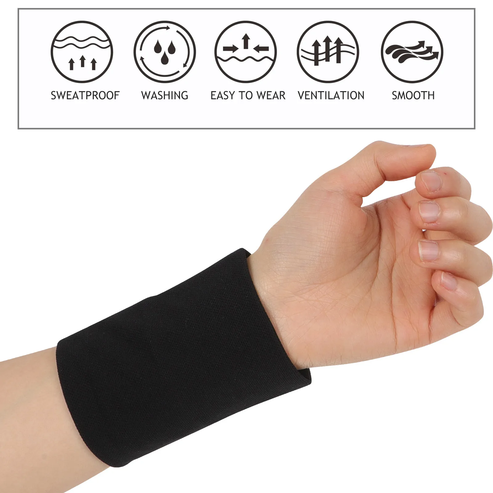 2Pcs Sports Wrist Guard High Elastic Wrist Protector Sweat Absorbing Adjustable Fit for Exercise Workout Fitness Support Brace