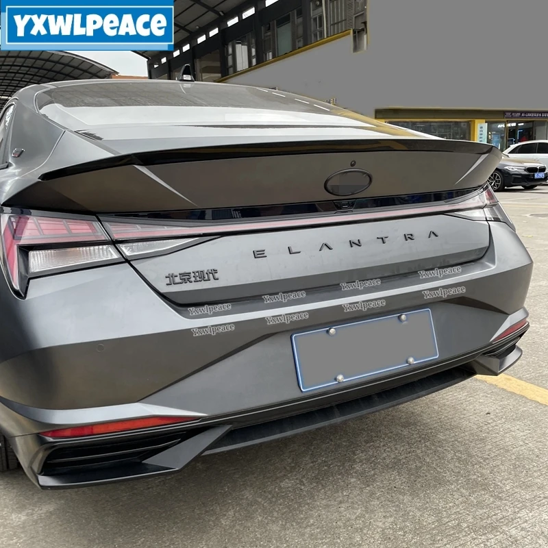 

For Hyundai Elantra Avante CN7 2020-2022 Spoiler High Quality ABS Glossy Black Carbin Fiber Look Rear Trunk Lip Spoiler Wing