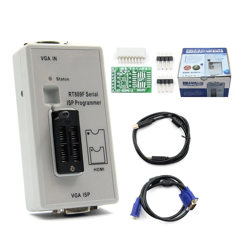 for RT809F Serial ISP Programmer with 11 adapters +1.8v adapter+SOP8 test clip+EDID cable Best Quality