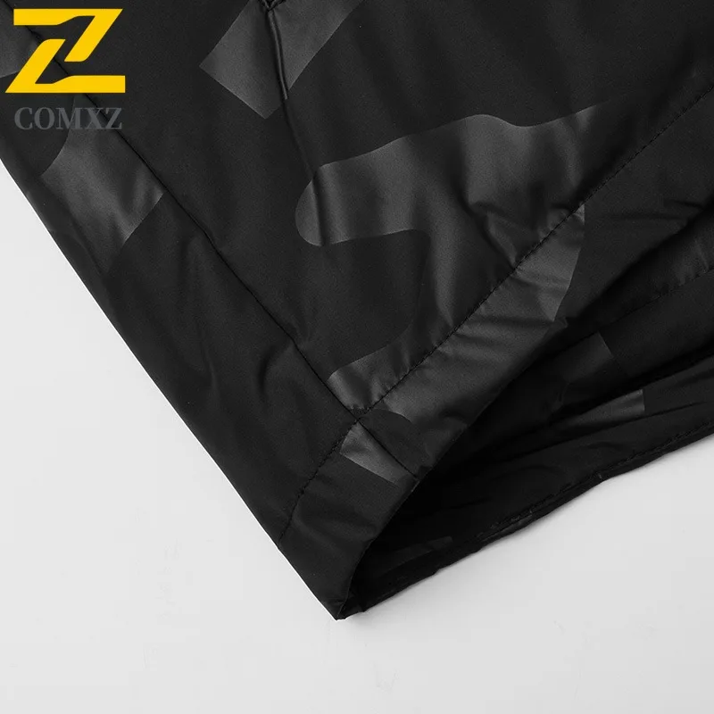 COMXZ الرجال أسفل سترة جديدة الحد الأدنى مقنعين سميكة الدافئة التزلج سترة منفوخة الشارع خفيفة الوزن مقاومة البرد الشتاء سترة