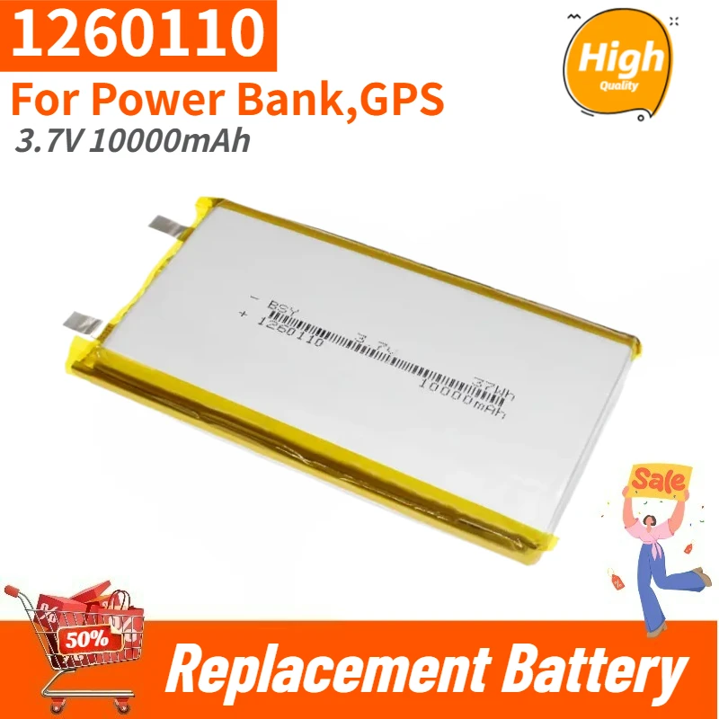 

Аккумулятор высокой емкости 1260110, 3.7В, 10000мАч для повербанка, GPS, абсолютно новый, высококачественная сменная батарея