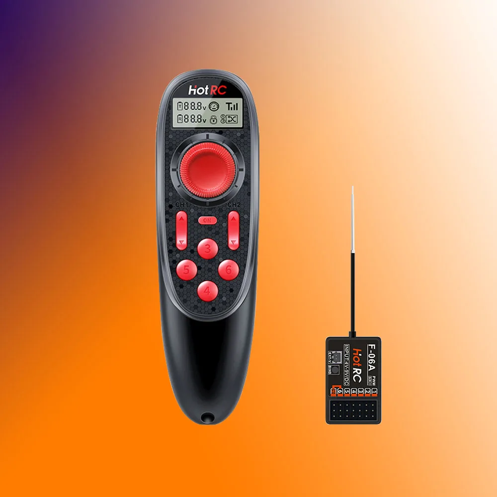 HOTRC DS-600 6CH 2.4GHz FHSS Radio System Transmitter Remote F-06A GFSK 6CH ReceiverController For Model Fishing Boat