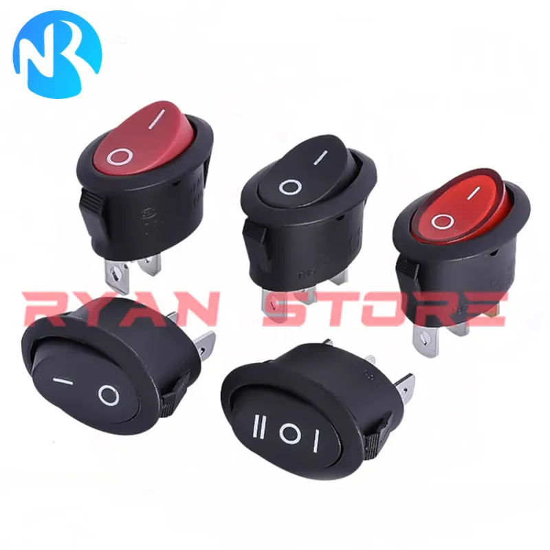 5PCS KCD7 Oval Switch 15X25 2/3Pin 2 /3 Gears Electric Kettle Rocker Power Switch Rocker Switch with/withou Light 6A 250V 25*15