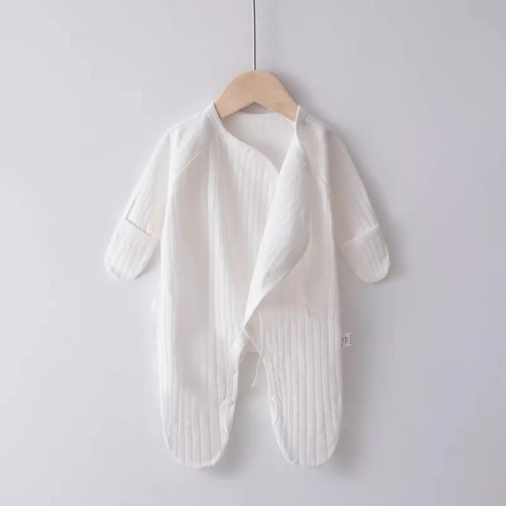Long Pants Climb Lace Up Baby Romper Casual Outfit Cotton Newborn Jumpsuit Infant Romper Anti-scratching Foot-Cover Frogsuit