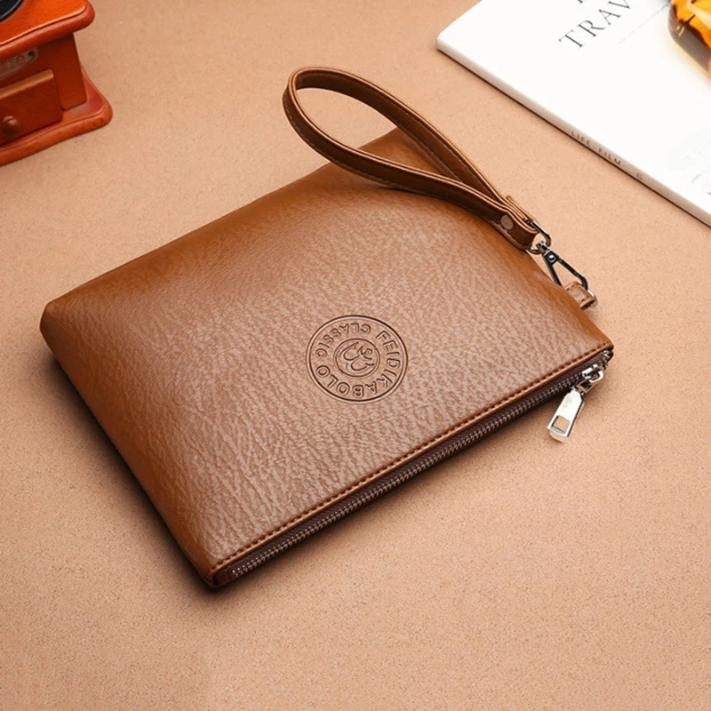 New Business Style Men's Clutch Large Wallet Soft PU Leather Male Wristlet Pack Bag Elegant Leisure Stylish Hand Bags Man Pouch