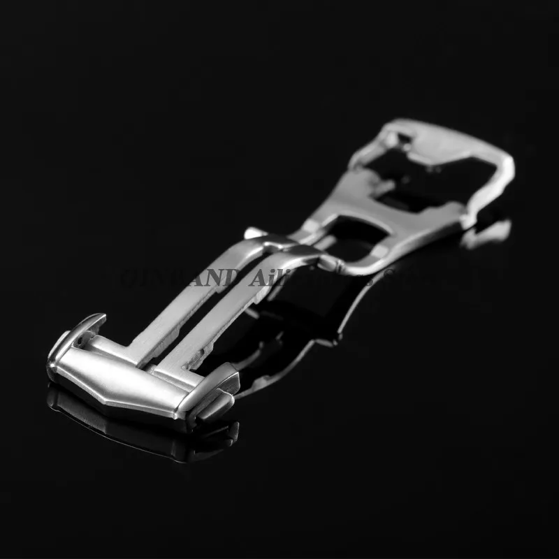for Omega 18mm 20mm Butterfly Deployment Watch Buckle 304L Stainless Steel Brushed Metal Clasp Silver Watch Button image 6