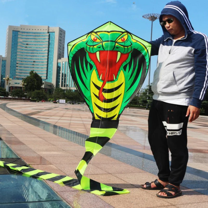 HUA HUA-pipa de serpiente grande, pipa cobra con mango de línea, juguetes al aire libre para pipa de pájaro para adultos