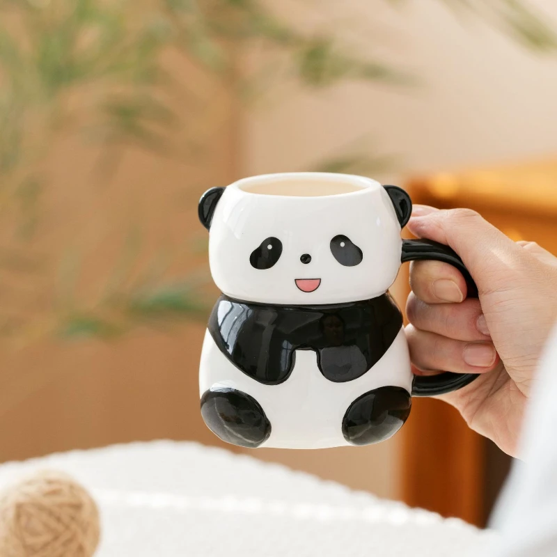Creative Hand-painted Three-dimensional Panda Ceramic Mug,high-looking Cartoon Decoration for Home,children's Breakfast Milk Mug