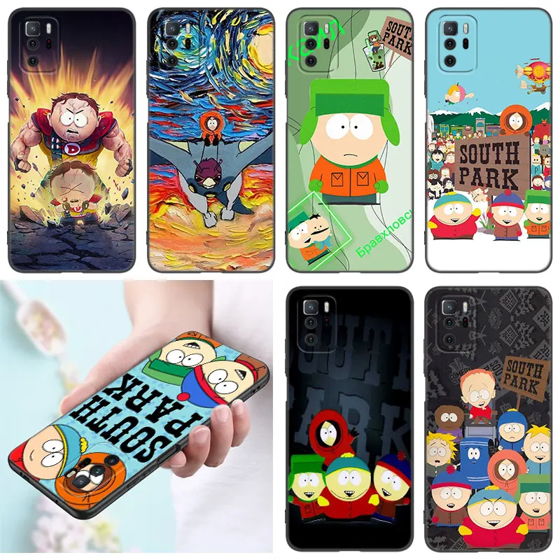 Cartoon S-South P-Park Black Silicone Phone Case For Xiaomi Redmi Note 9 10 11 12 13 Pro Plus 11S 4G 11T 5G 9S 10S 12S