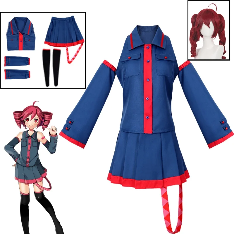 

Anime Virtual singer Kasane Teto Blue Cosplay Costume Mikuu UTAU Vtuber Halloween Carnival comic Party Women Performance Suit
