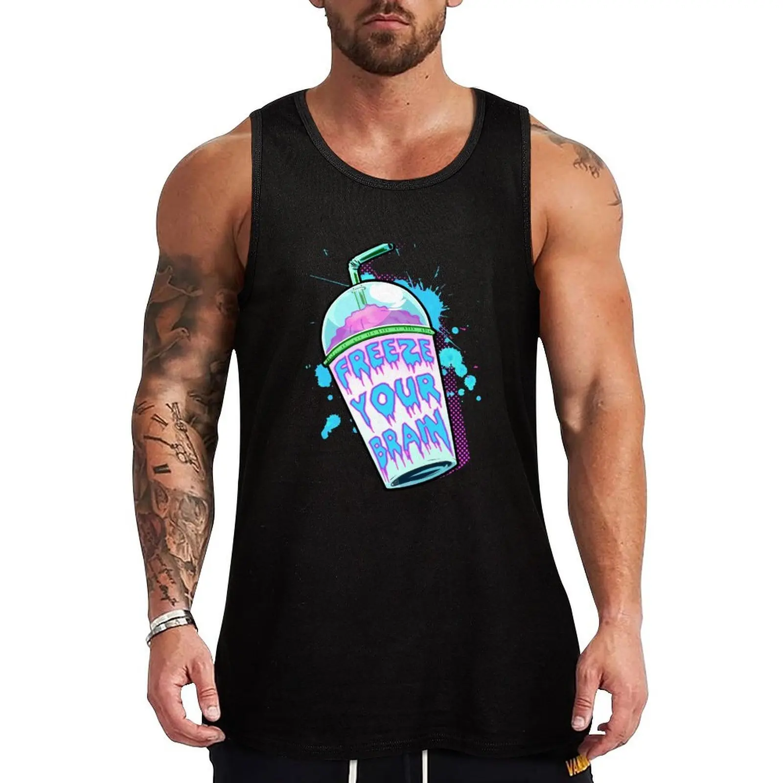 

Freeze Your Brain Tank Top vests for men bodybuilding for men summer Men's tops
