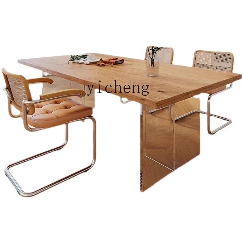 Zz dining table solid wood log desk integrated workbench