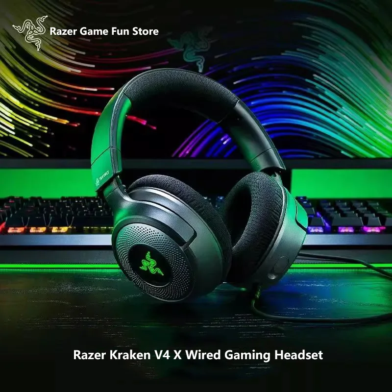 

Original Razer Kraken V4 X Wired Gaming Headset- 7.1 Surround Sound -TriForce 40 mm Drivers -Retractable HyperClear Cardioid Mic