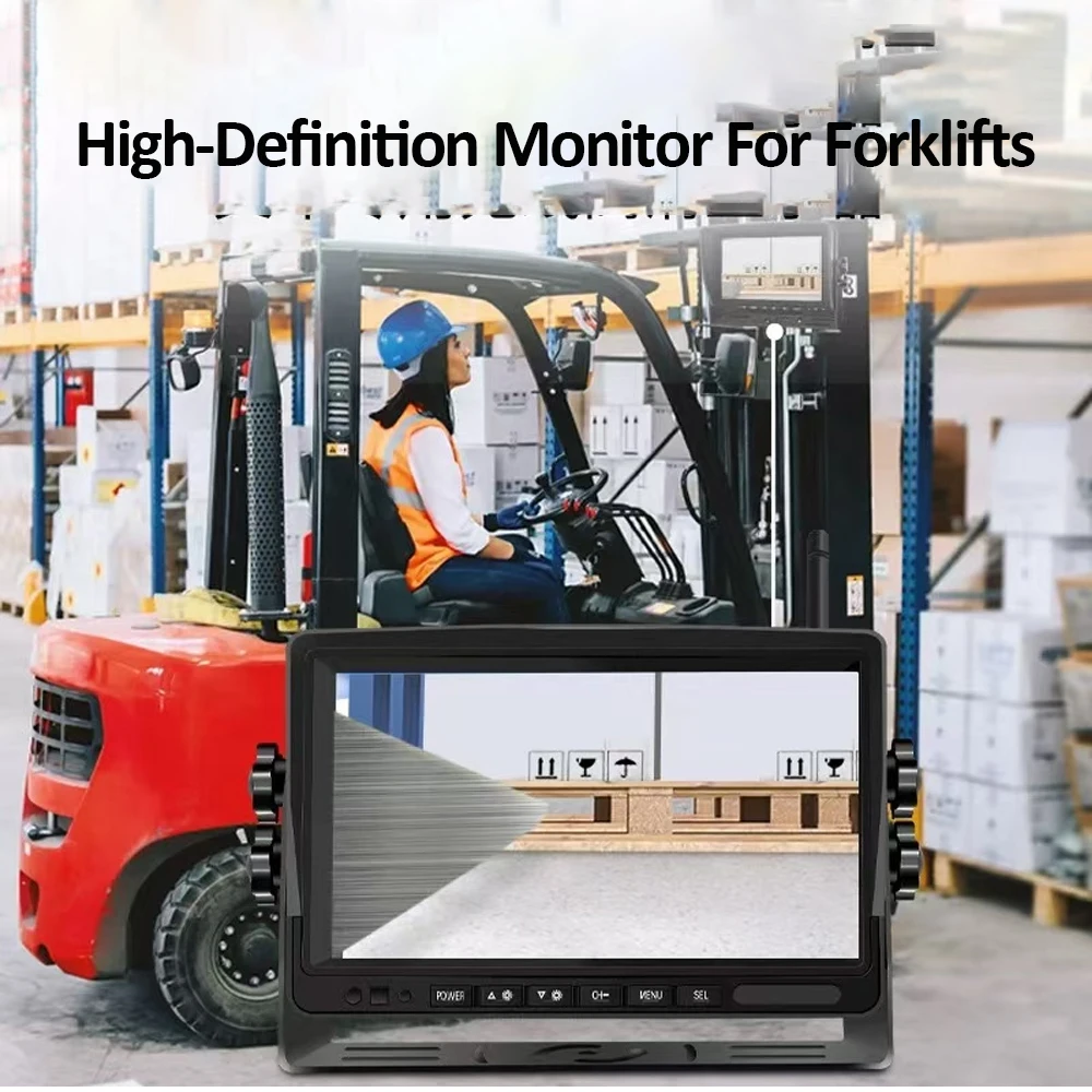 Wireless Split Screen Monitor 7 Inch 2CH Front View Camera Magnetic Base Power Bank Forklift Safety Camera Kit