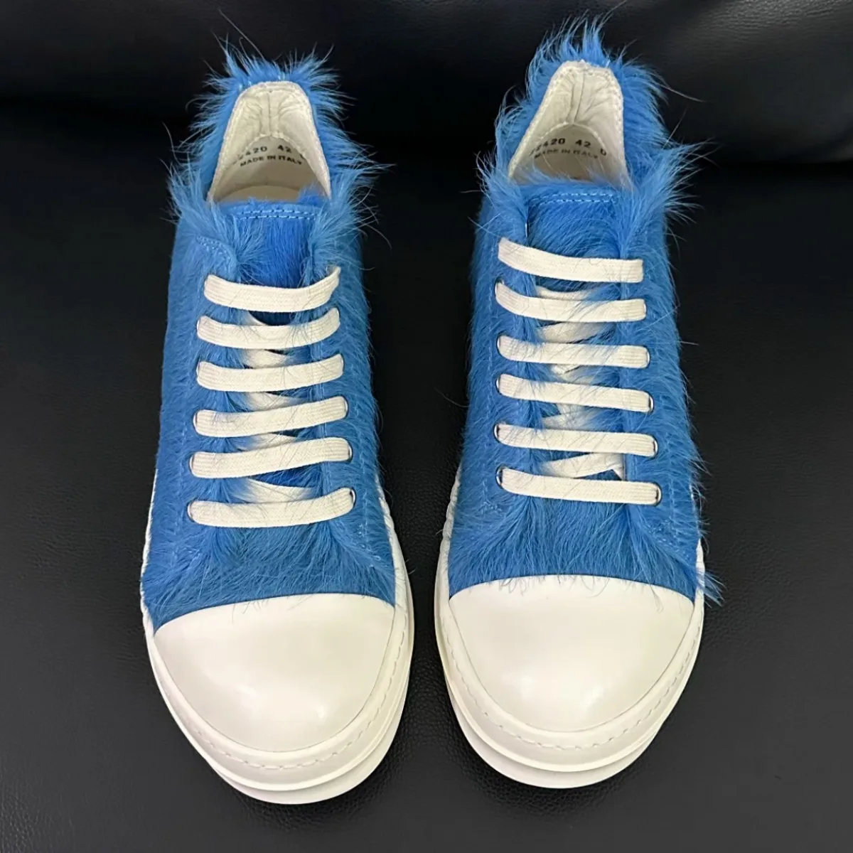 

R-o Luxury Blue Horsehair Low Top Shoes Men Shoe Lace Up Women Sneaker Gray Horse Hair Outdoor Casual Sneakers