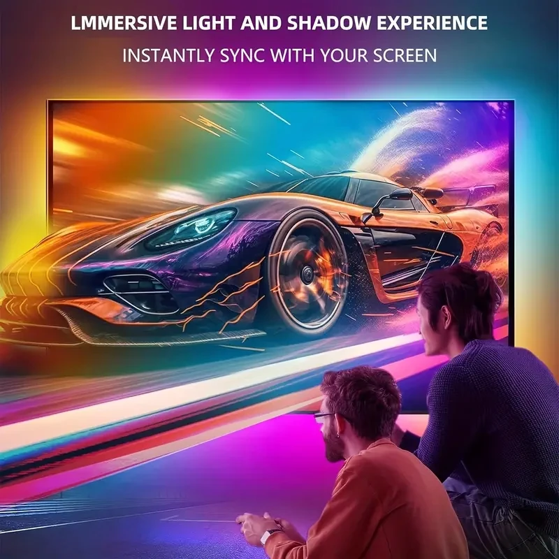 RGBIC LED TV-Hintergrundbeleuchtungsstreifen mit Kamera-App-Steuerung, Musik-Synchronisation, Smart Lights für Gaming-Räume, 55-75 Zoll, Ambientebeleuchtung – Detail 13