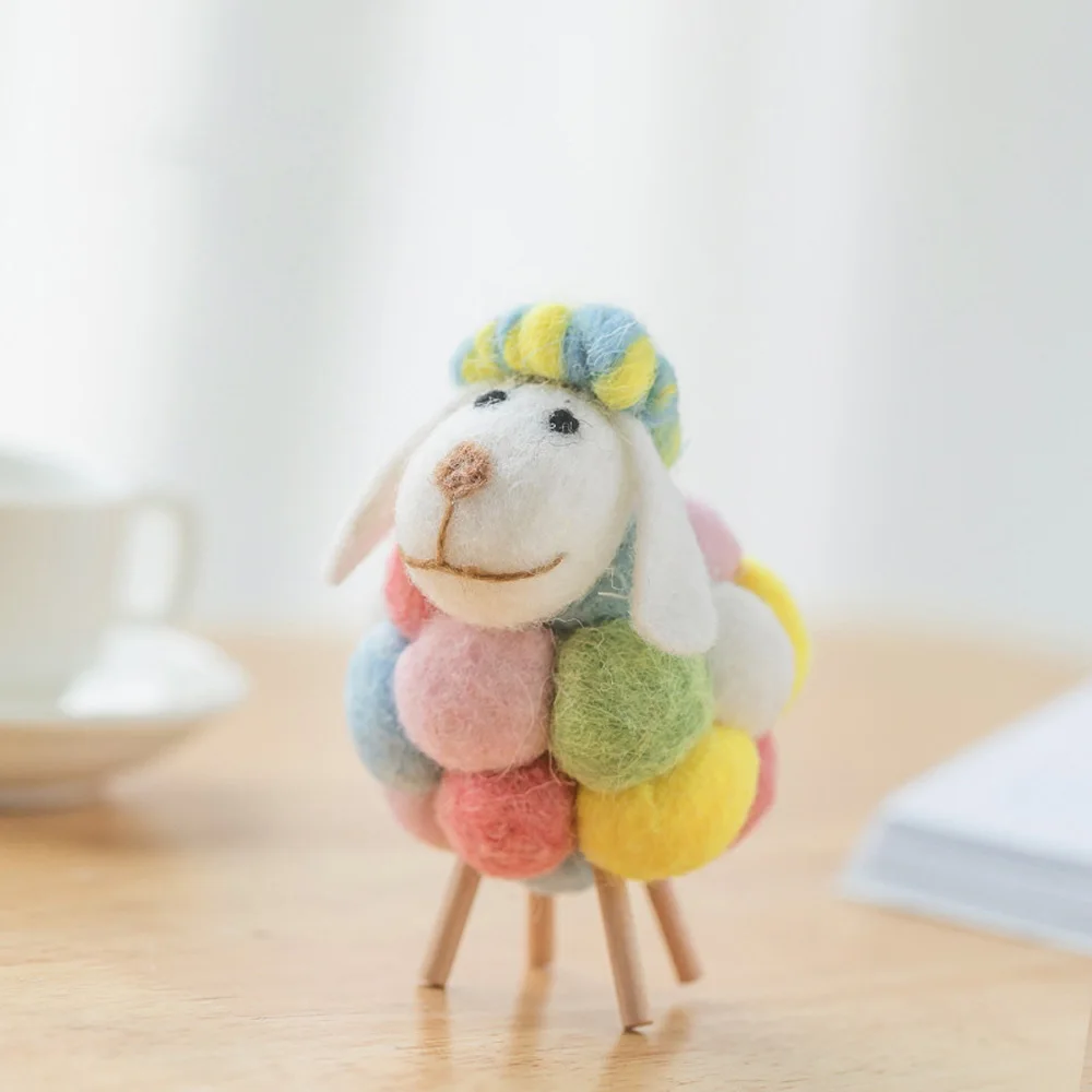 

Mini Handmade Ornament Christmas Wool Holiday Felt Sheep Figurines Home Decoration Statue Miniature Party Supplies