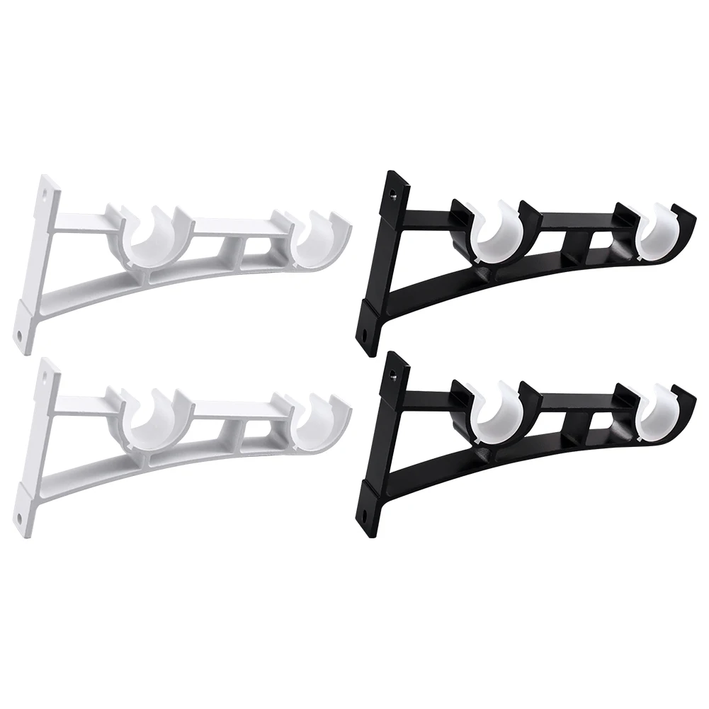2 Pack Double Curtain Rod Brackets Wall Mount Bracket Aluminum Alloy Heavy Duty Curtain Rod Holders Curtain Rod Hanging Hardware