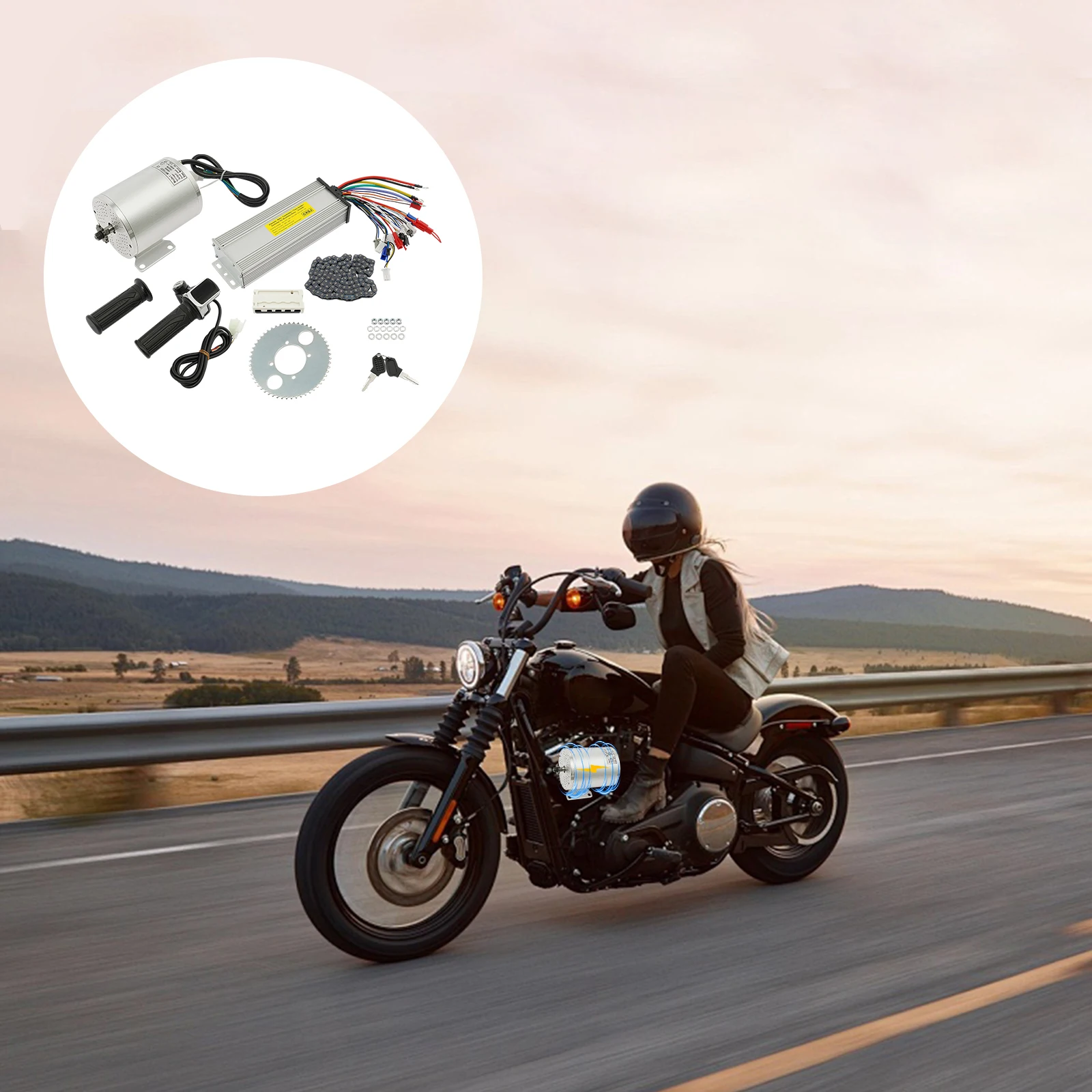 مجموعة محرك تروس بدون فرشاة 48 فولت 2000 وات عالية الأداء، 4300 دورة في الدقيقة مع محرك ووحدة تحكم وسلسلة محرك، لدراجة سكوتر كهربائية #1