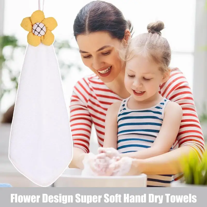 Paño de mano con lazo, diseño de flores, Toalla de baño de mano, paño para platos altamente absorbente, toalla de felpa para cocina y baño