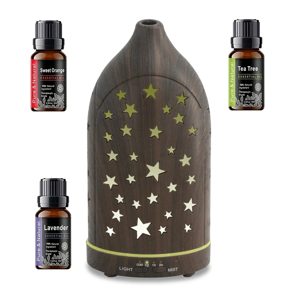 

Диффузор эфирного масла Star Hollow и увлажнитель воздуха с 7 успокаивающими цветами ночного света, бесшумным туманом для ароматерапии для спа