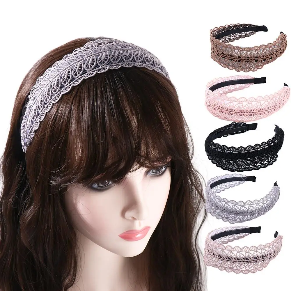 Resin Temperament Make up Fashion Design Women Hair Accessories Wide Side Hairband Korean Style Hair Wear Lace  Leaves Headband