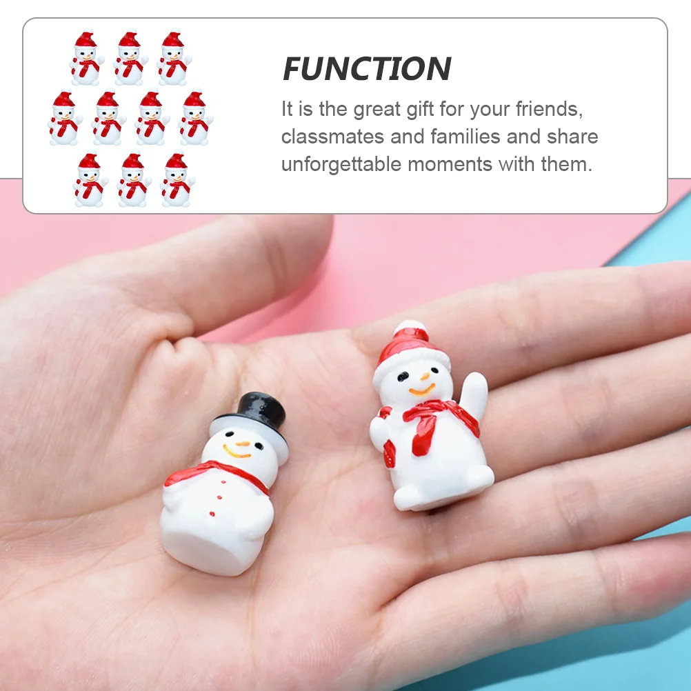 10 Pcs Mini Snowman Miniature Landscape Animal Crackers Christmas Toys Greeting Card Xmas Adornment Resin DIY Decoration Baby