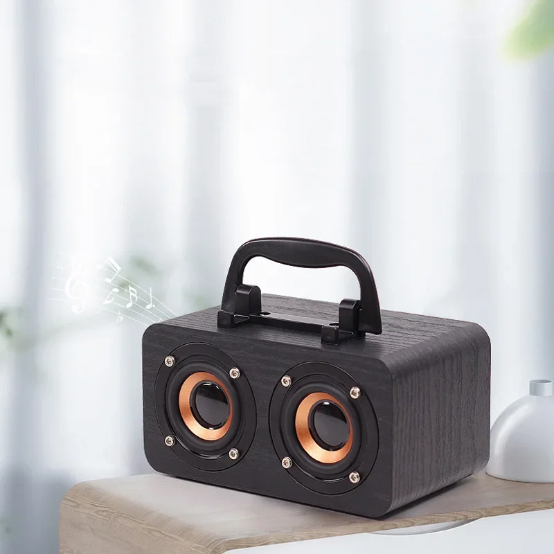 Wooden Wireless Bluetooth Portable Speakers Subwoofer Stereo Bass System Bluetooth Speaker TF USB MP3 Player Home Amplifier