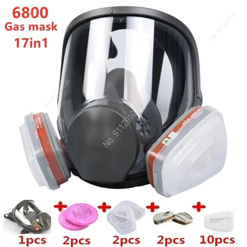 

SJL 3/17PCS Protection Safety Respirator Gas Mask same For 6800 Gas Mask Painting Spraying Full Face Facepiece Respirator