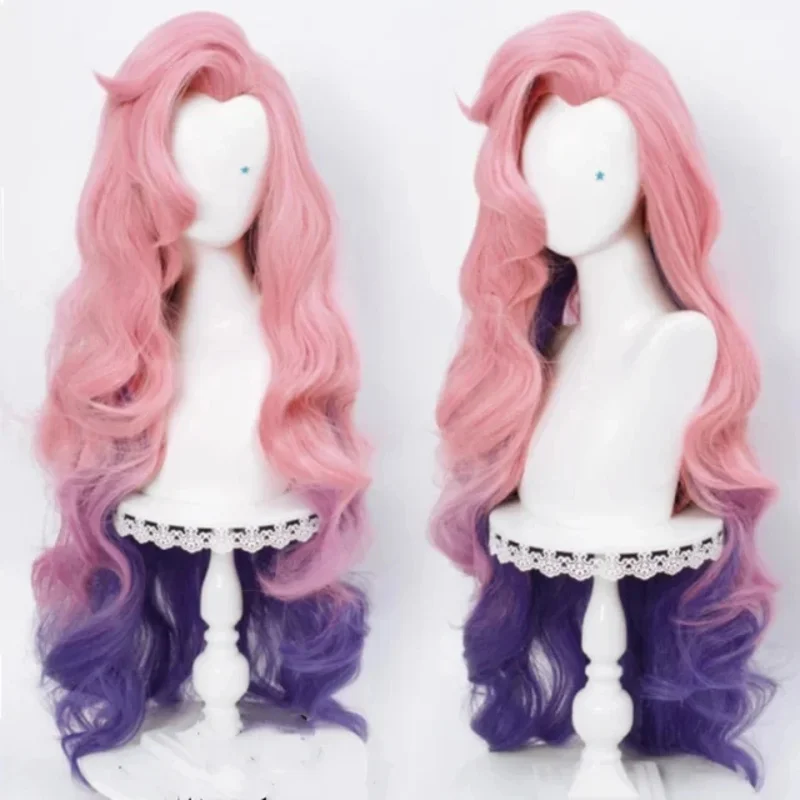 

Seraphine Cosplay Wig LoL KDA Cosplay Loose Wavy Green mixed Purple Pink Mixed Heat Resistant Synthetic Hair Game Wigs + Wig Cap