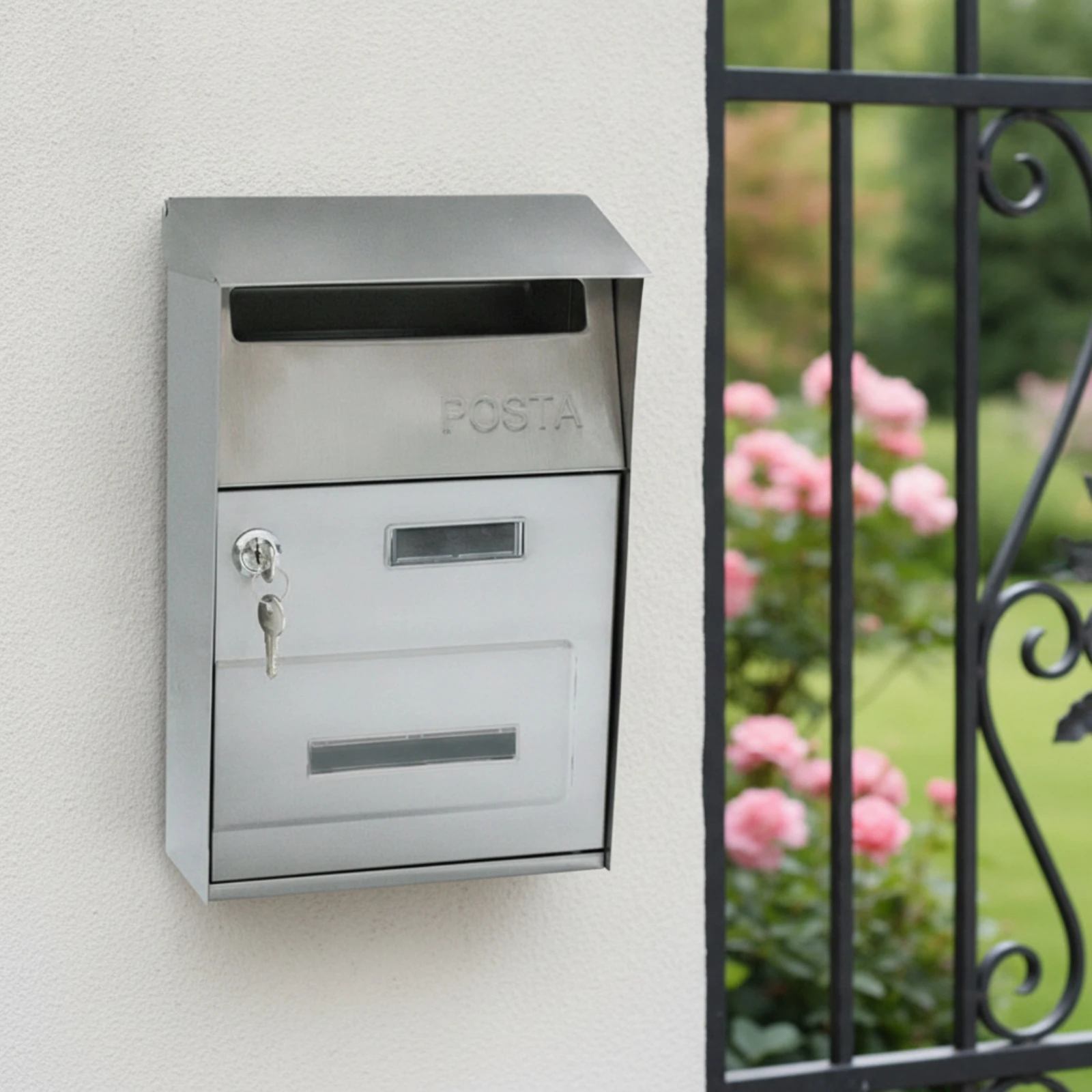 Wall-Mounted Mailbox with Lock Stainless Steel Wall-Mounted Mailbox Locking Letterbox Lockable Hardware Secure for Homeowners